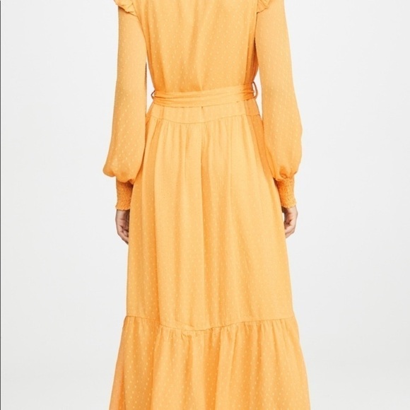 English Factory‎ Swiss Dot Smocked Maxi Dress medium mustard ruffle fall - Picture 6 of 16
